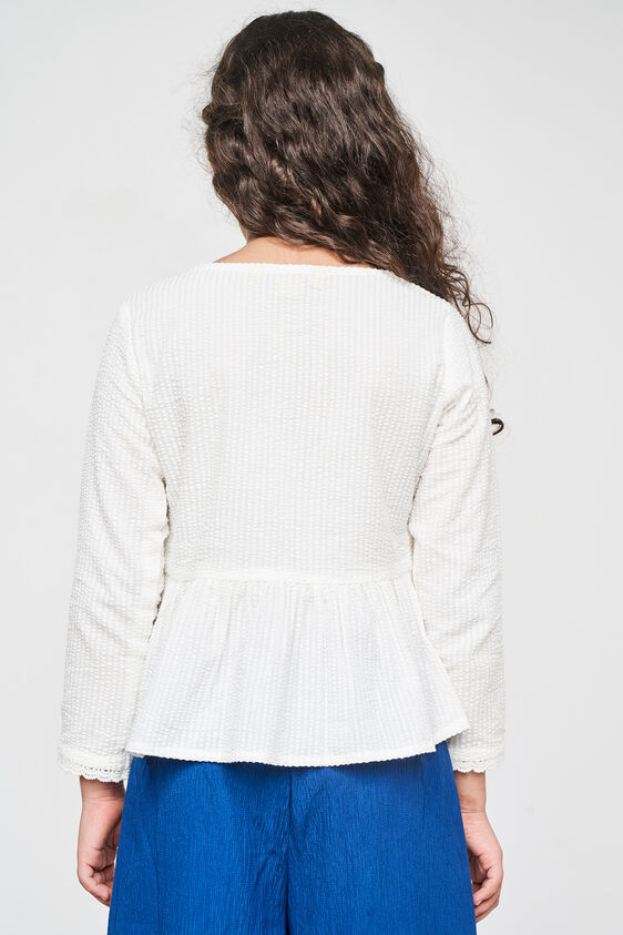 White Embroidered Flared Top, White, image 5